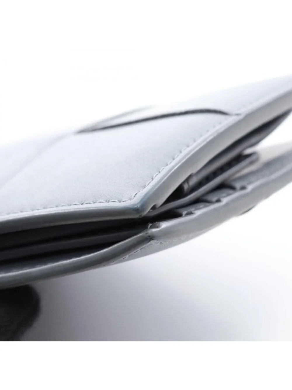 Bottega Veneta Bifold Wallet Maxi Intrecciato Gray Leather Cassette